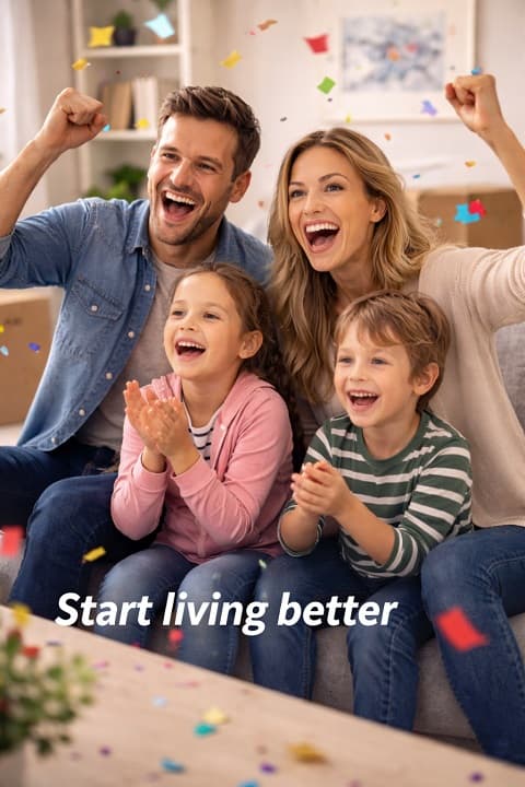 Family celebrating financial milestone